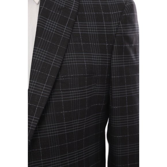 Derman Double Breasted Black Square Patterned Fabric 3 Piece Suit - Picture 2 of 6